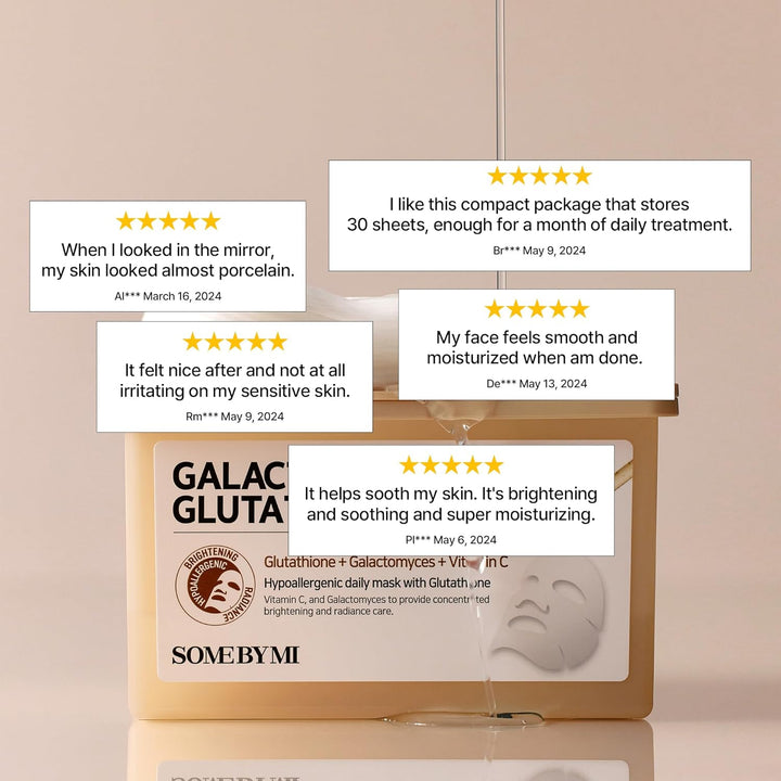 SOME BY MI Galactomyces Glutathione Máscara Diaria - 30 Hojas, 11.8...
