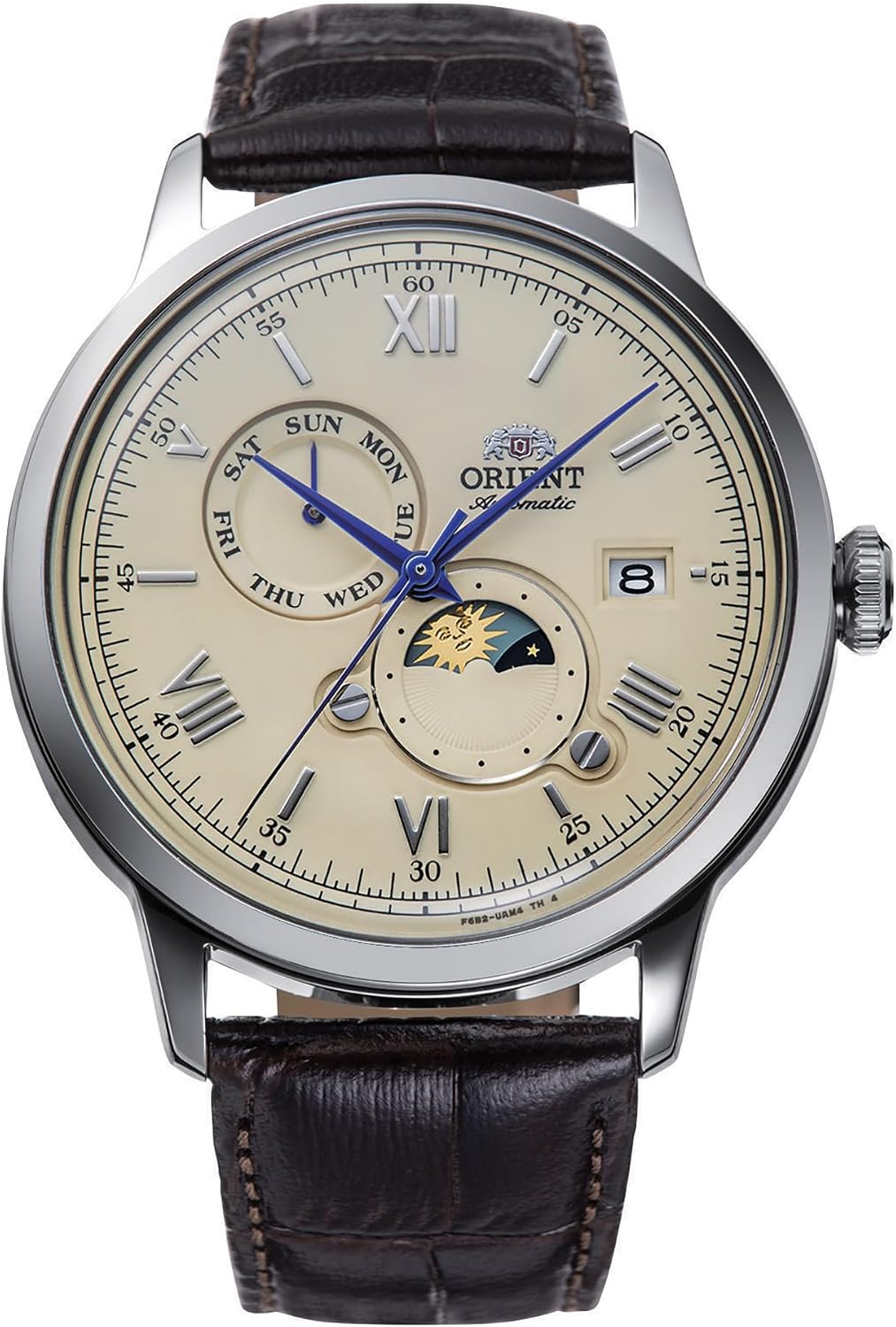 Orient Classic Bambino Sun & Moon – Reloj de Pulsera Mecánico Clásico Automático y de Remonte Manual para Hombres