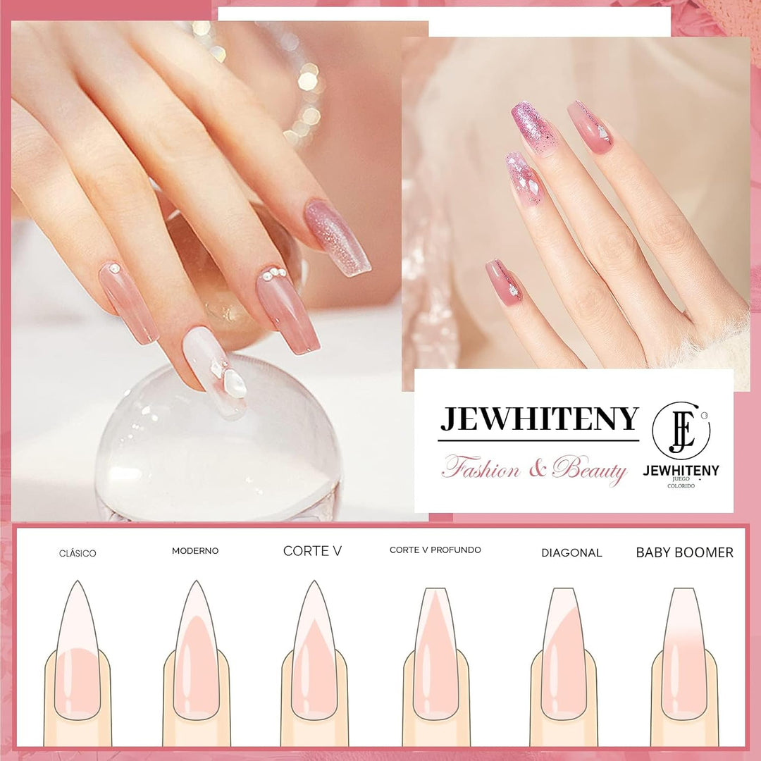 JEWHITENY Kit de 14 piezas de gel de uñas poli, kit de gel de exten...