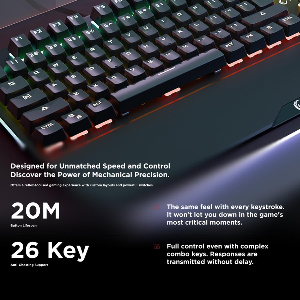 RAMPAGE GEAR KB-R86 Umbra Teclado mecánico para juegos \u2013 Inter...