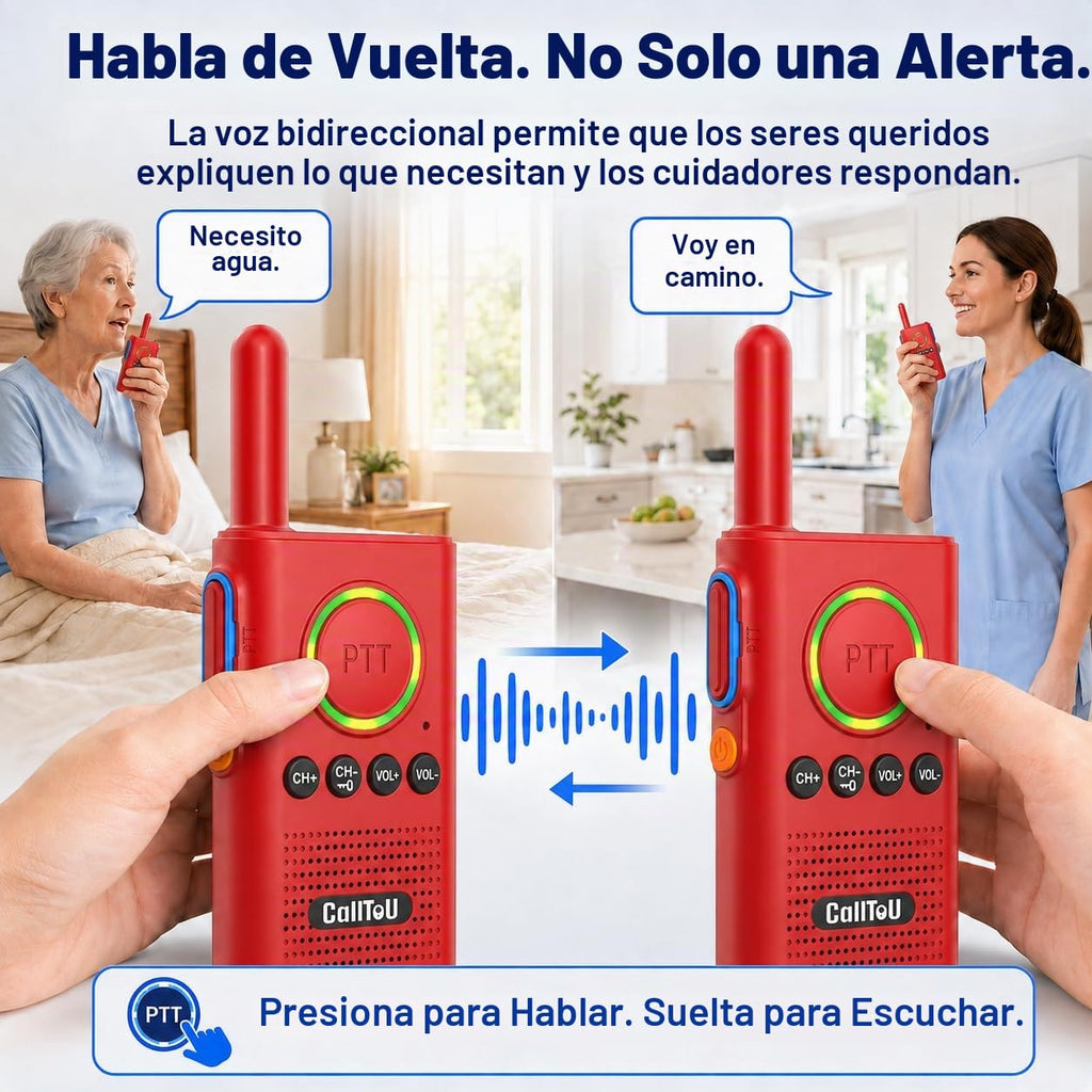CallToU Intercomunicador de 2 vías para monitoreo de ancianos, rojo
