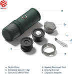 OutIn Mino - Máquina eléctrica portátil de café expreso con funda protectora de EVA, verde musgo y marrón arce