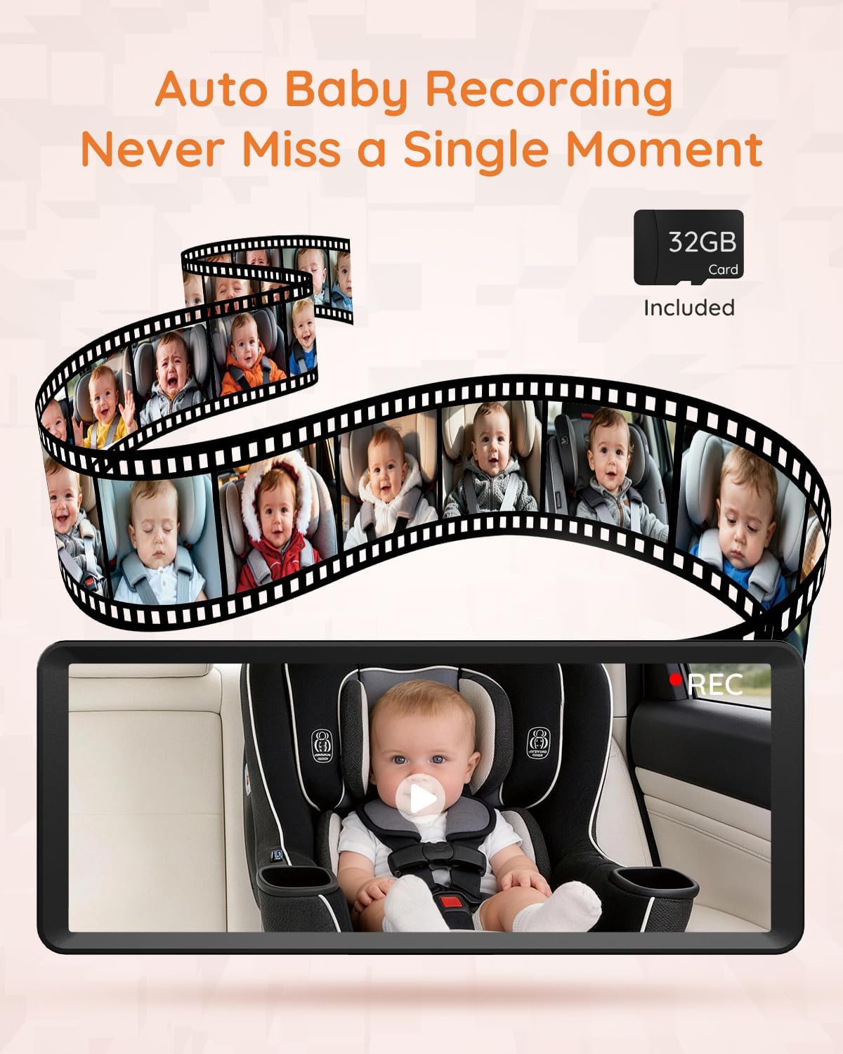 Babyvue BV3 MAX Monitor de bebé con cámara dual para automóvil con...