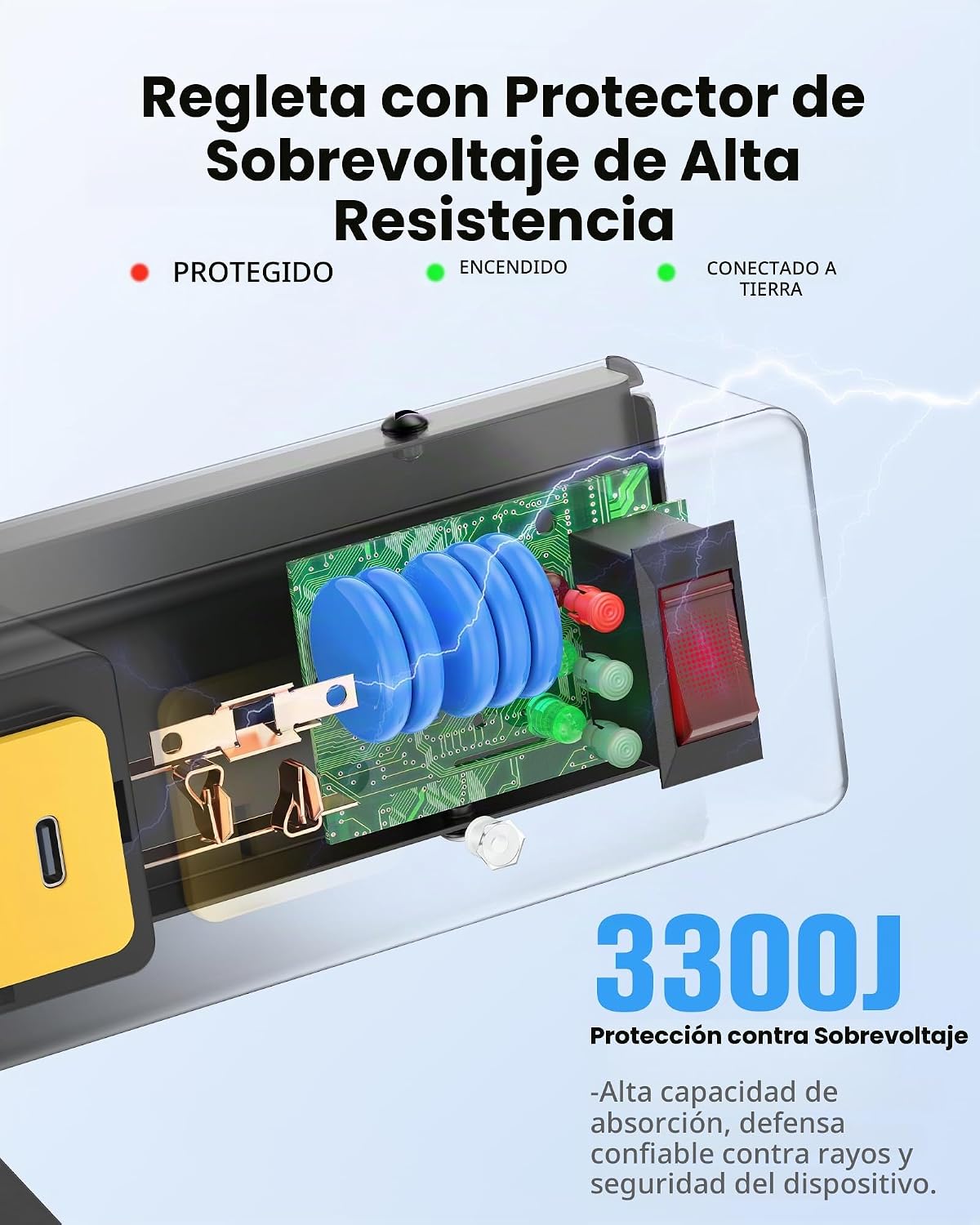 Protector de sobretensiones de abrazadera de escritorio USB