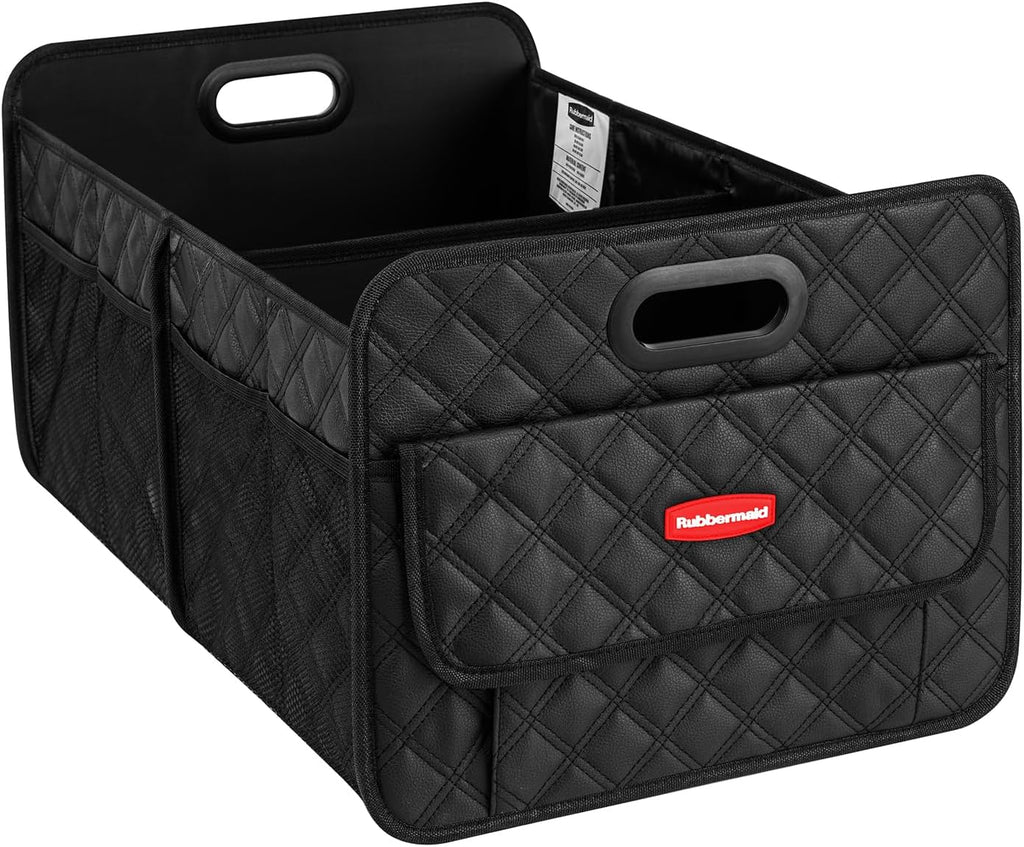 Rubbermaid Organizador de maletero para SUV, organizador plegable para automóvil con 2 compartimentos, contenedor de almacenamiento plegable para maletero, automóviles, SUV, camiones y sedanes, 24.01