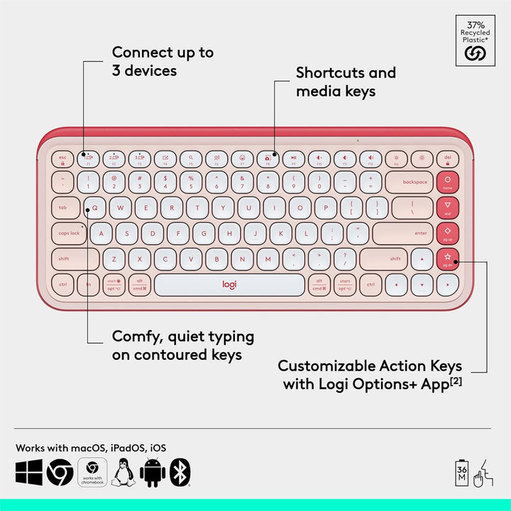 Logitech POP ICON Keys Teclado Bluetooth inalámbrico, escritura cóm...