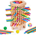Montessori Juego de mesa de madera, juego de dados de 36 palos de madera coloridos