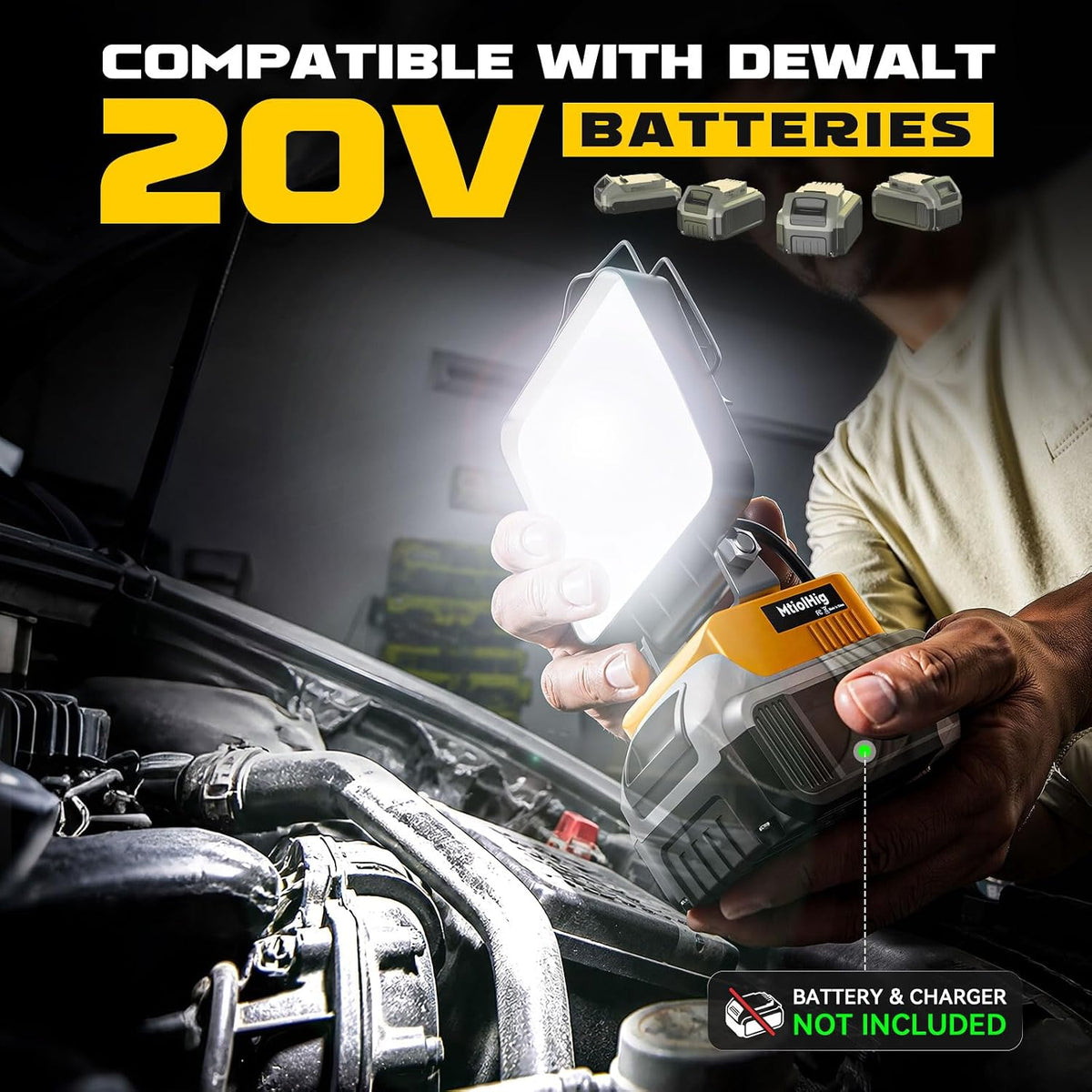 2 luces de trabajo LED inalámbricas compatibles con batería Dewalt de 20 V