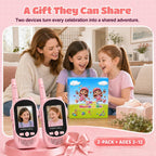 Walkie Talkies de video para niños, paquete de 2 walkie talkies recargables con cámara y pantalla, radios bidireccionales de largo alcance para acampar en interiores y exteriores, regalos para niñas y