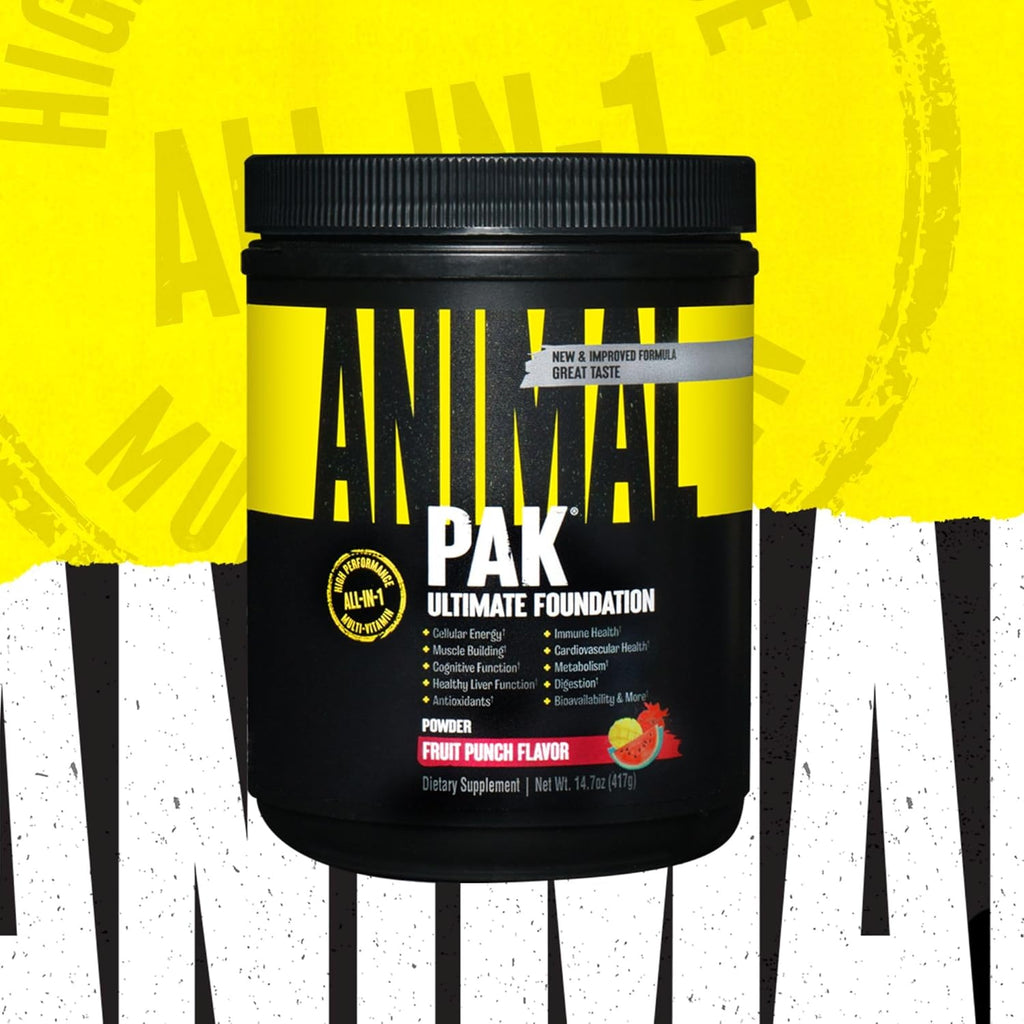 Animal Pak Multivitamin Powder All-in-1 Supplement, 30 porciones, Ponche de frutas