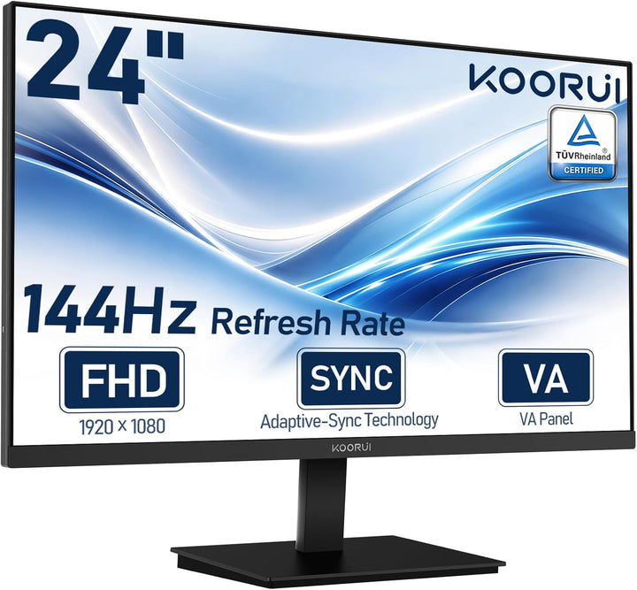 Monitor de computadora KOORUI de 24 pulgadas, 144 Hz FHD VA para es...