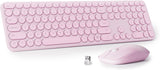 UBOTIE Combo de teclado y mouse inalámbricos, 110 teclas redondas r...