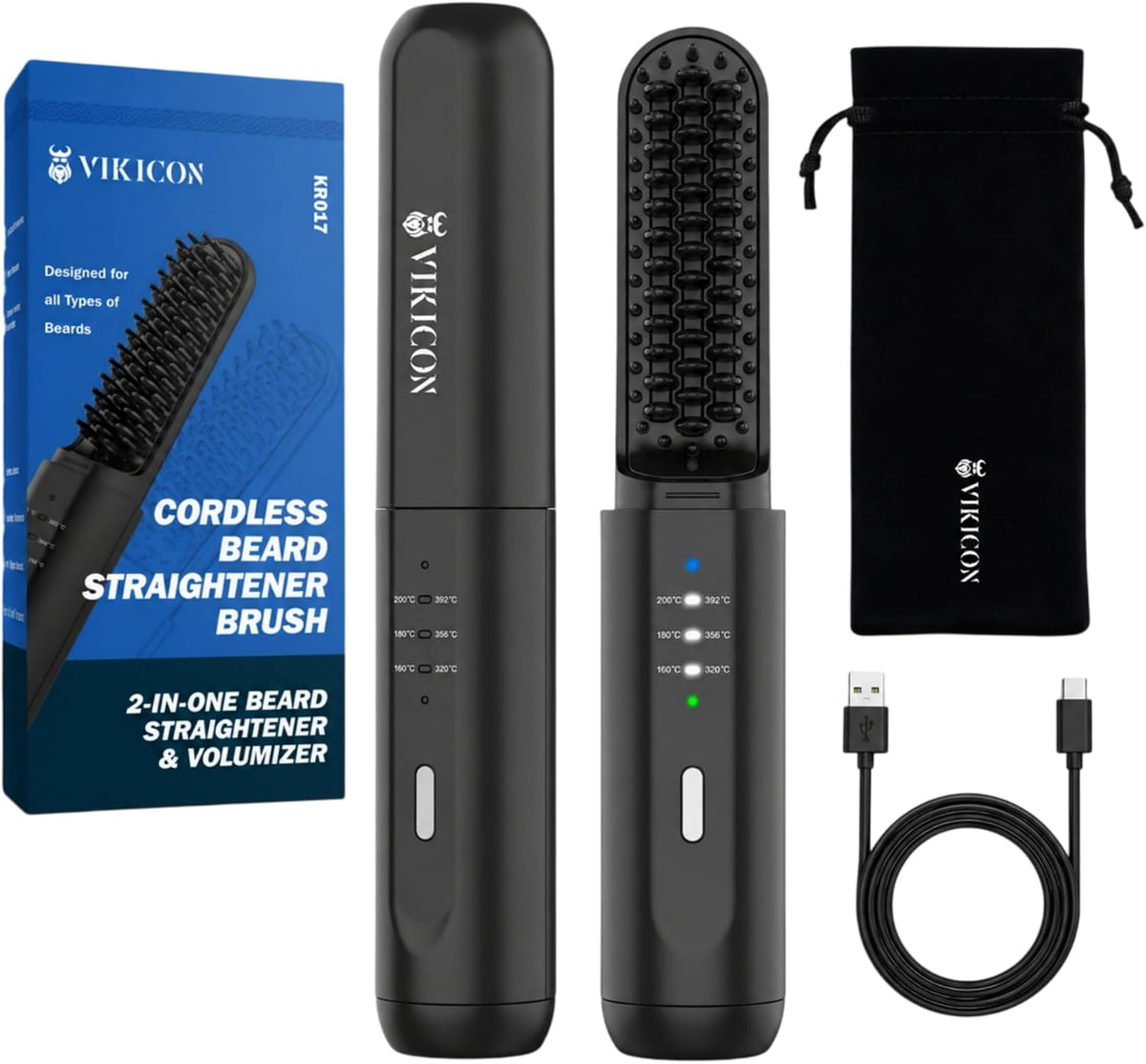 VIKICON Plancha de barba para hombres, peine térmico inalámbrico