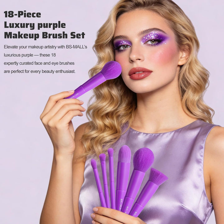 BS-MALL Juego de brochas de maquillaje, 18 piezas, base sintética d...
