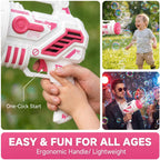 Pistola de burbujas para niños, máquina de burbujas recargable con luces