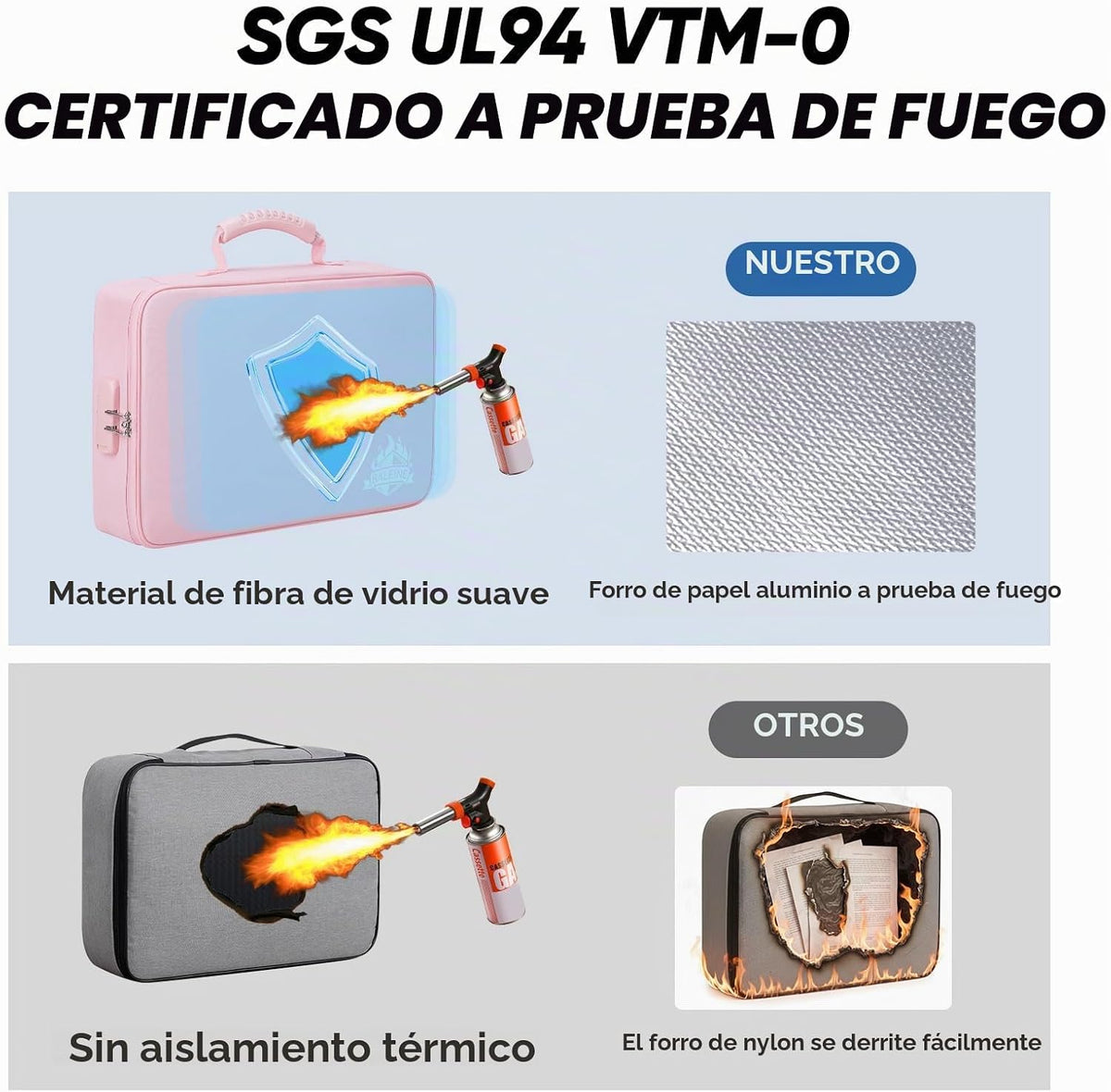 BALEINE Caja de documentos ignífuga con cerradura, bolsa de documentos ignífuga portátil impermeable, cajas de archivos ignífugas para documentos, caja organizadora de archivos para papeleo importante