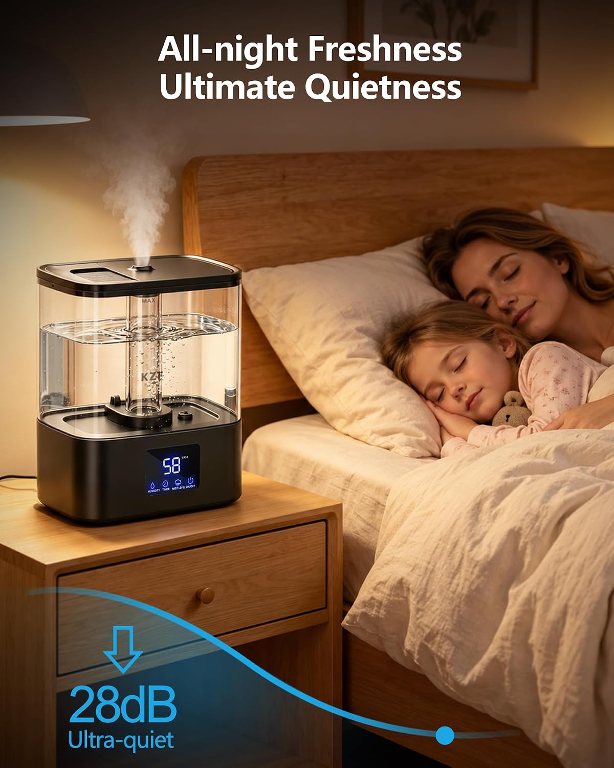 KZF Humidificadores para dormitorio, humidificador de niebla fría de 4L