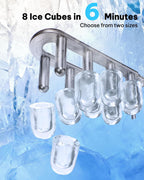Silonn Encimera para hacer hielo, 8 cubos en 6 minutos, 26.5 libras/24 horas, 2 tamaños de hielo, máquina de hielo de bala autolimpiante, máquina de hielo portátil para cocina, oficina, fiesta
