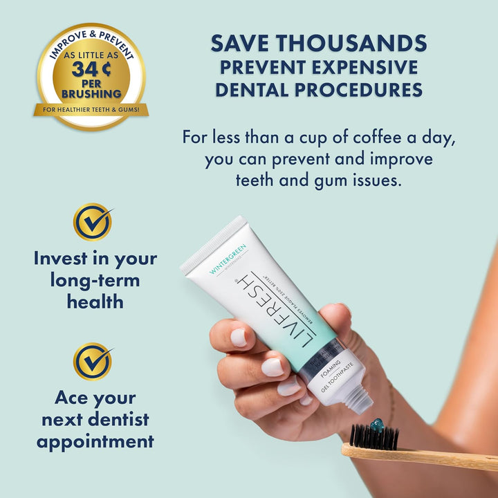 LivFresh Gel de pasta de dientes, clínicamente probado para elimina...