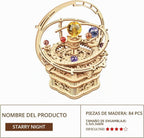 ROKR Rompecabezas 3D de madera para adultos, caja de música mecánica - Noche estrellada, kits de construcción de modelo de caja de música giratoria para adolescentes, manualidades/aficiones/regalos