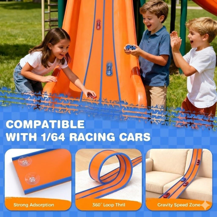 DKOXT Pista de carreras flexible de 15 pies para niños, juego de pi...