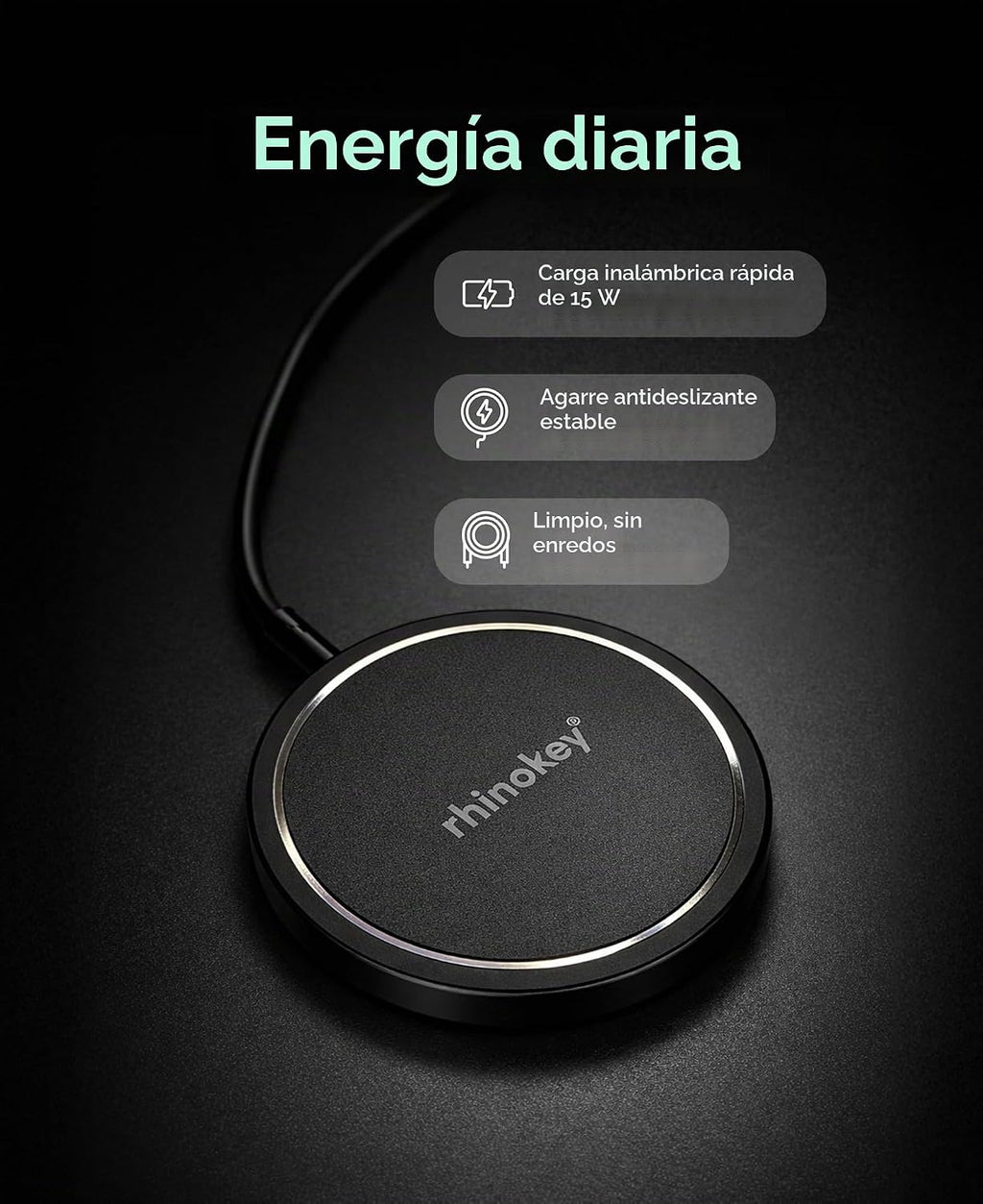 Cargador inalámbrico de 15 W Qi 1.2 almohadillas de carga