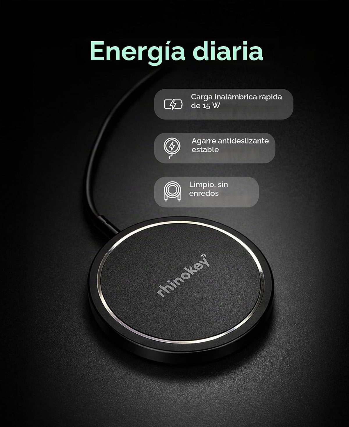 Cargador inalámbrico de 15 W Qi 1.2 almohadillas de carga