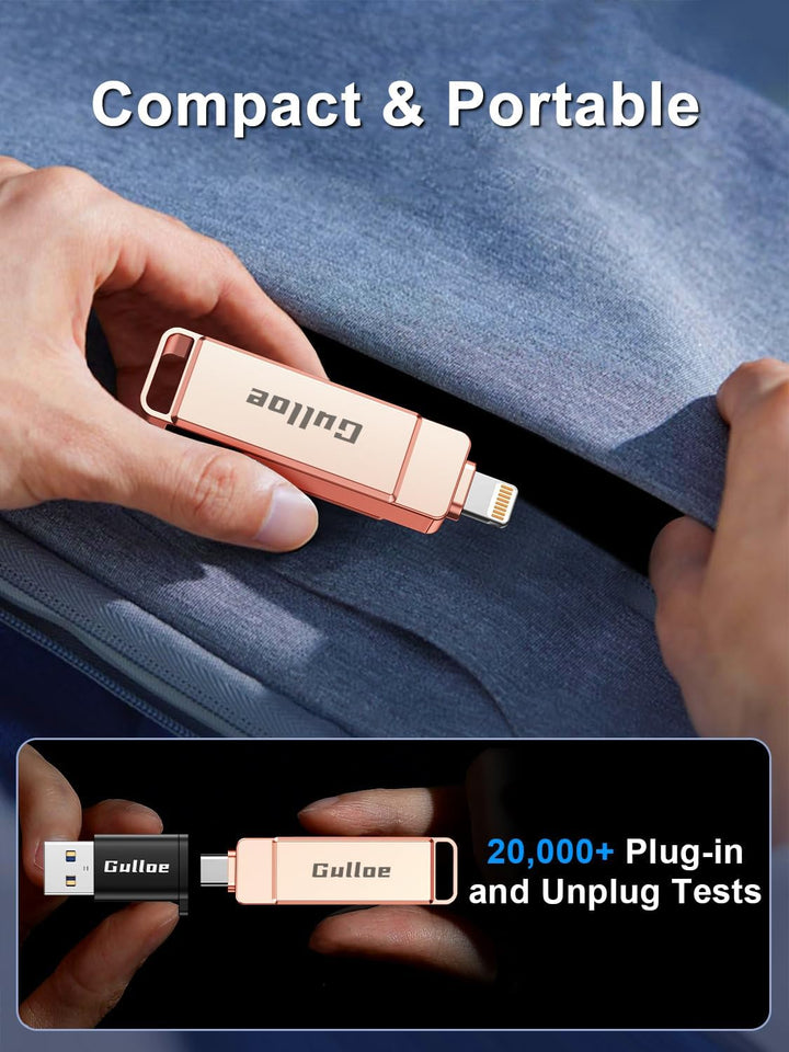 Gulloe Unidad flash de 512 GB diseñada para iPhone, almacenamiento...