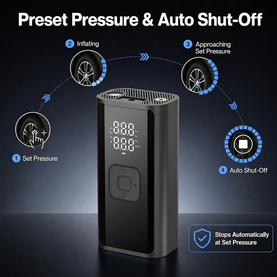 ZHONGPXY Compresor de aire portátil para inflar neumáticos, 150 PSI...