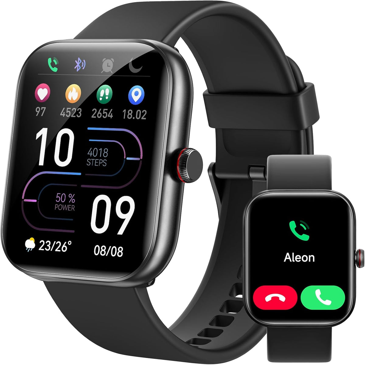 Reloj inteligente para mujeres y hombres, reloj inteligente para iPhone y Android Bluetooth (respuesta/llamada) Alexa integrado, rastreador de fitness HD de 1.91 pulgadas con más de 105 modos