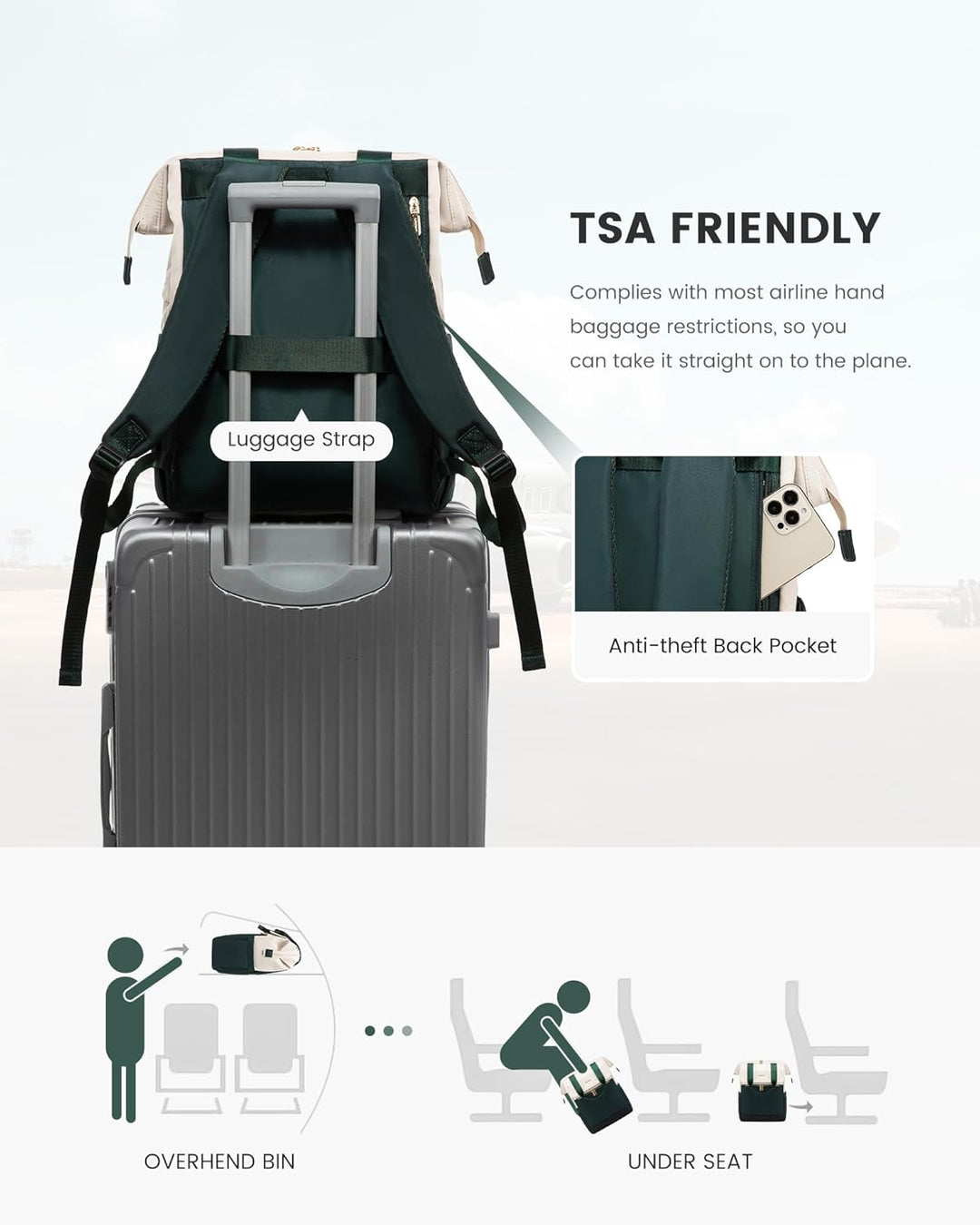 LOVEVOOK Mochila para laptop para mujer, mochila de trabajo convert...