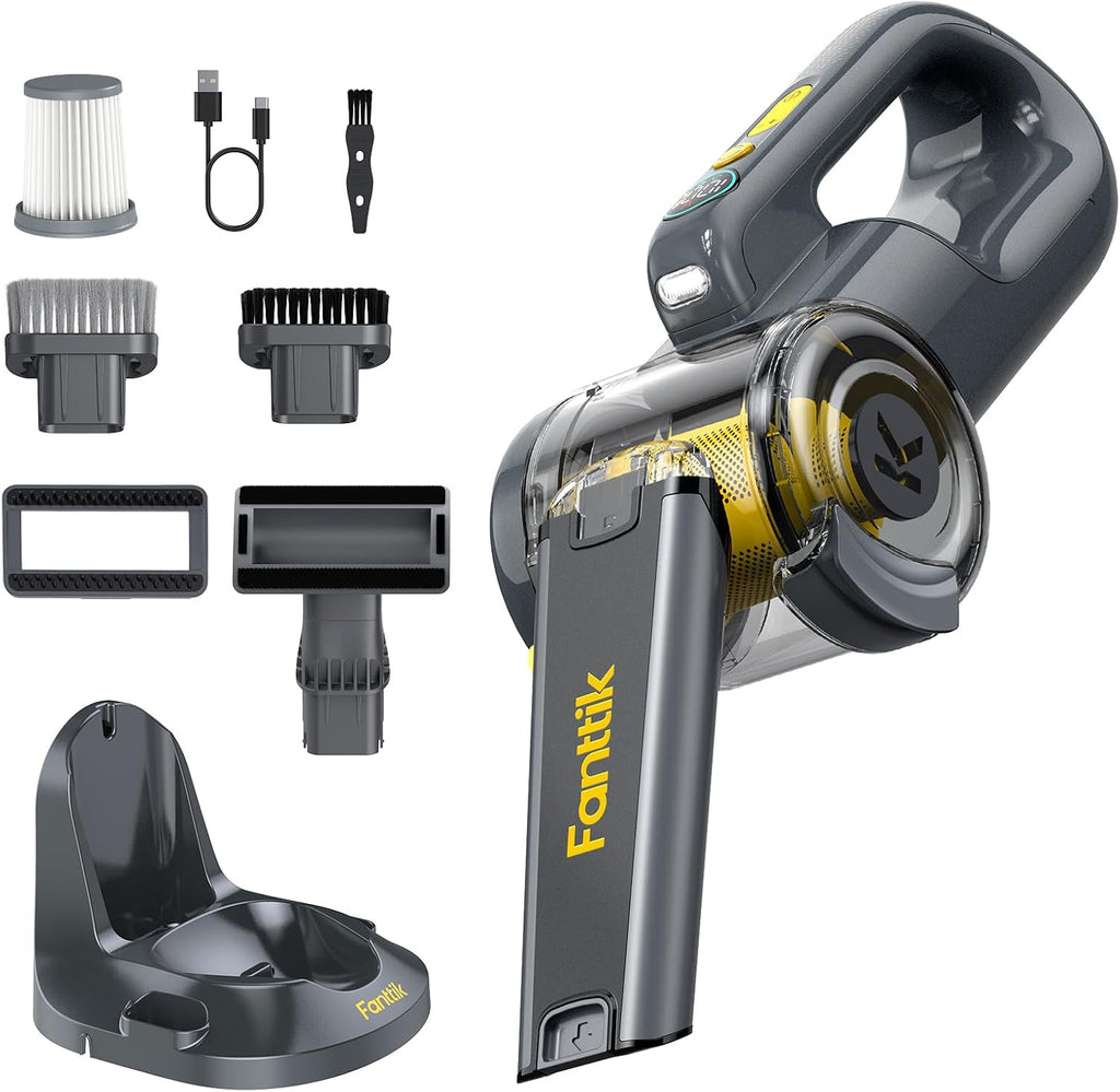 Fanttik Fold V10 Ultra Deluxe - Aspiradora de mano inalámbrica, potencia de succión de 17 kPa, base de carga, boquilla giratoria, hasta 35 minutos de tiempo de funcionamiento, pantalla LED inteligente