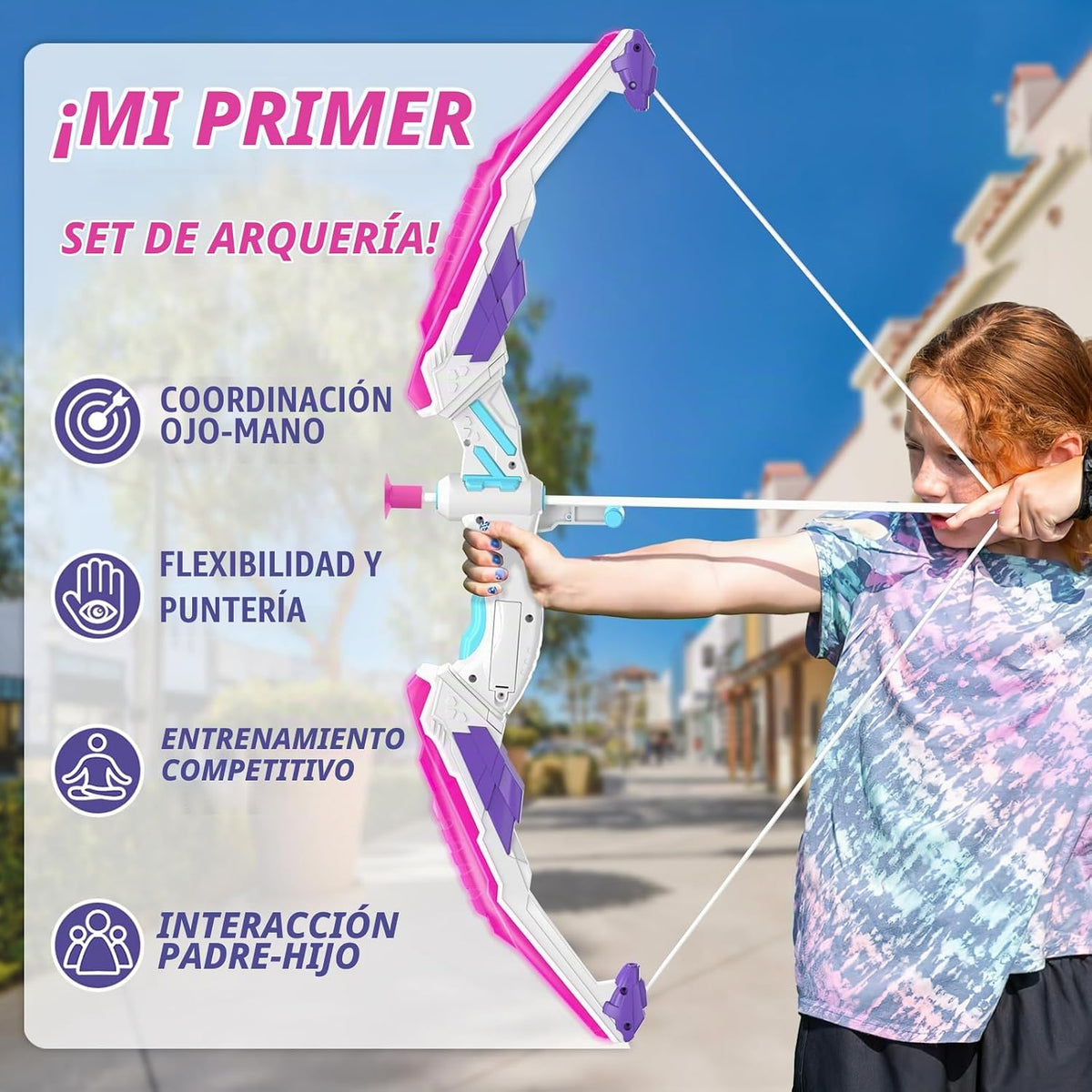Bow y Arrow para Kids, LED Light Up Girls Archery Set