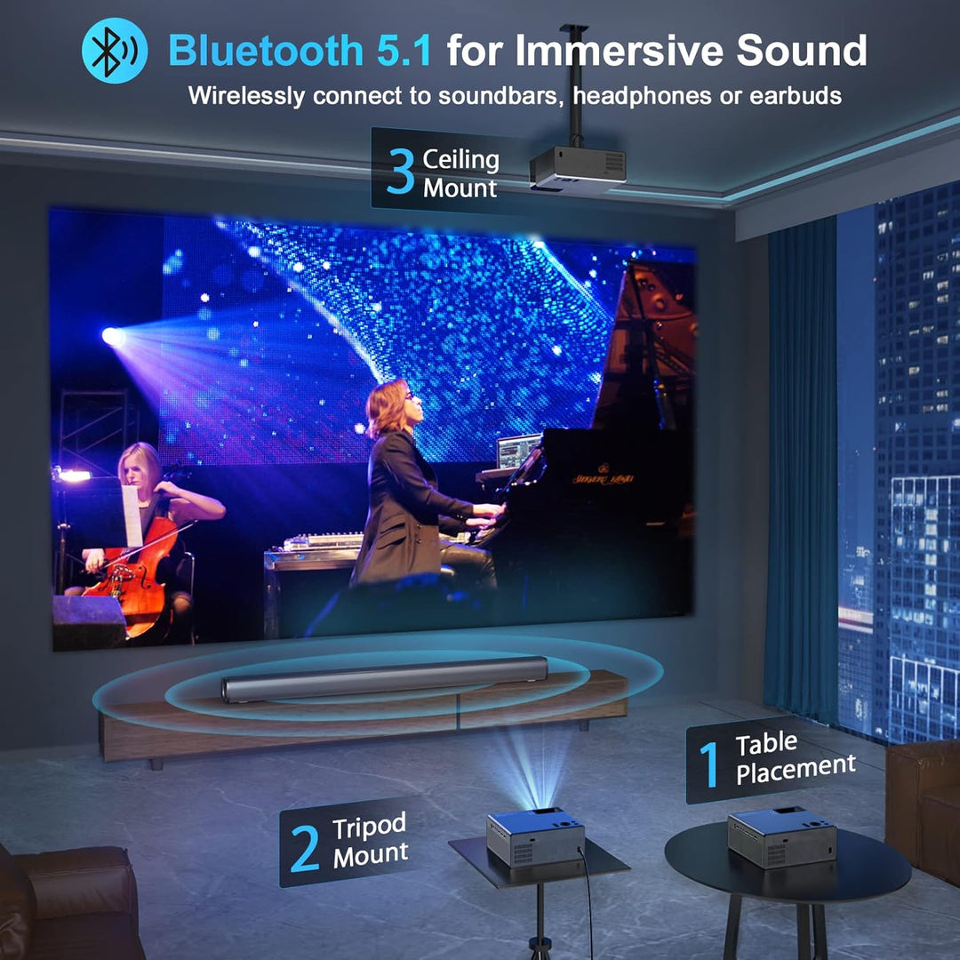 【28000 lúmenes de alta luminosidad】Proyector con WiFi 5G y Bluetoot...