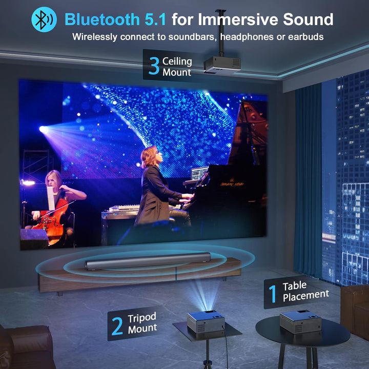 【28000 lúmenes de alta luminosidad】Proyector con WiFi 5G y Bluetoot...