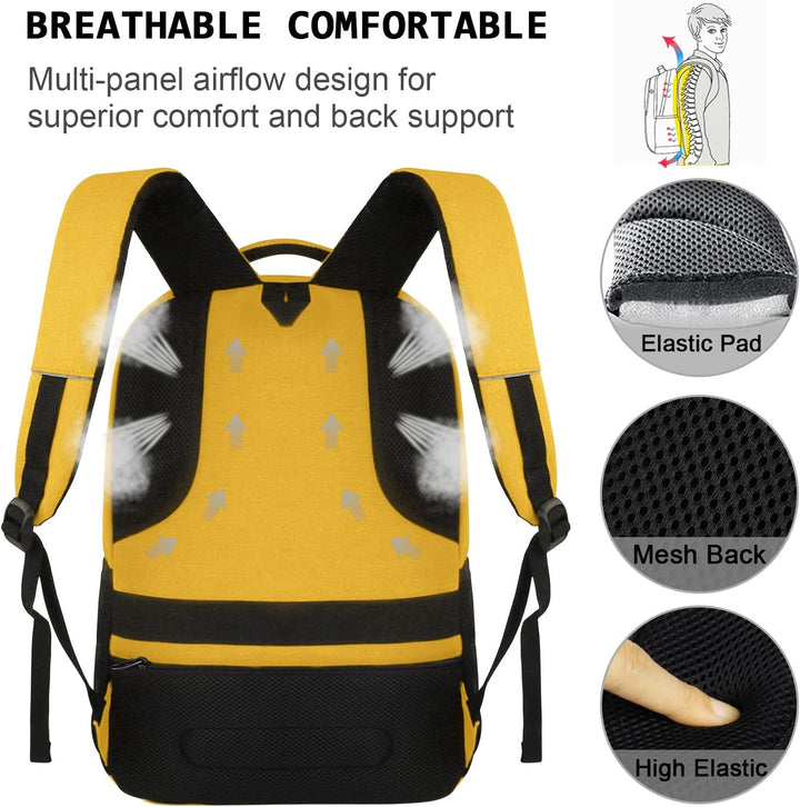 Volher Mochila para laptop, Amarillo, 15,6 pulg., Computadora portátil