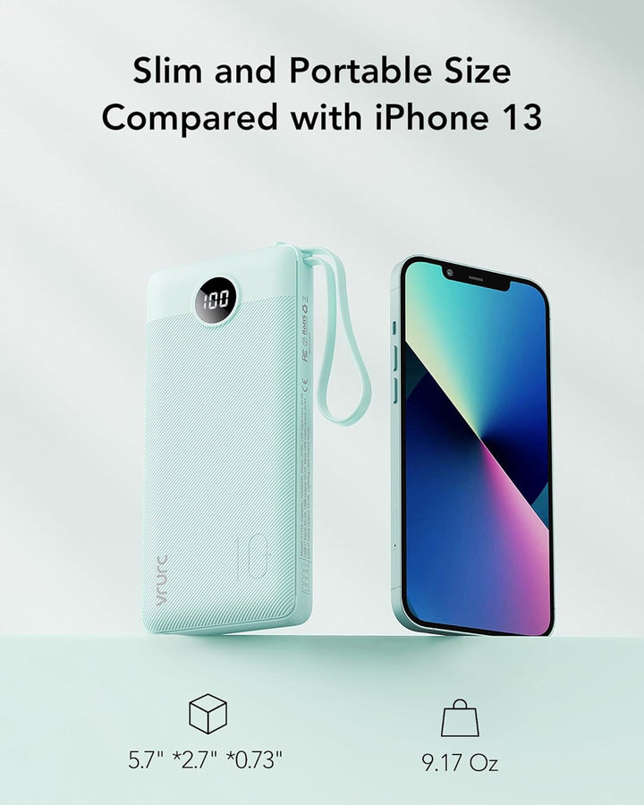 VRURC Cargador portátil para iPhone, batería compacta de viaje de 1...