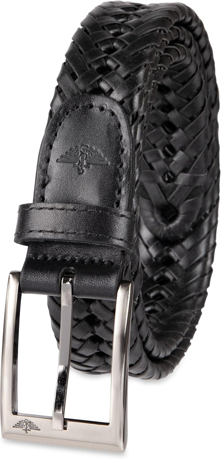 DOCKERS Cinturón de cuero trenzado para hombre, correa casual total...