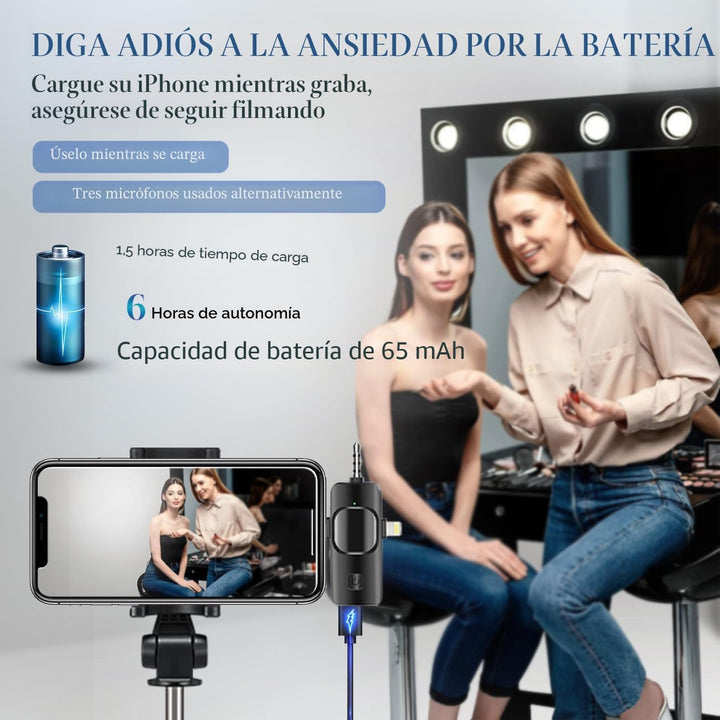 Micrófono Lavalier inalámbrico 3 en 1 para iPhone, iPad, Android, c...