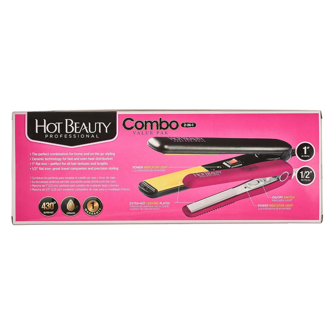 Hot Beauty Planchas de cerámica 2 en 1 paquete económico de 1 pulga...