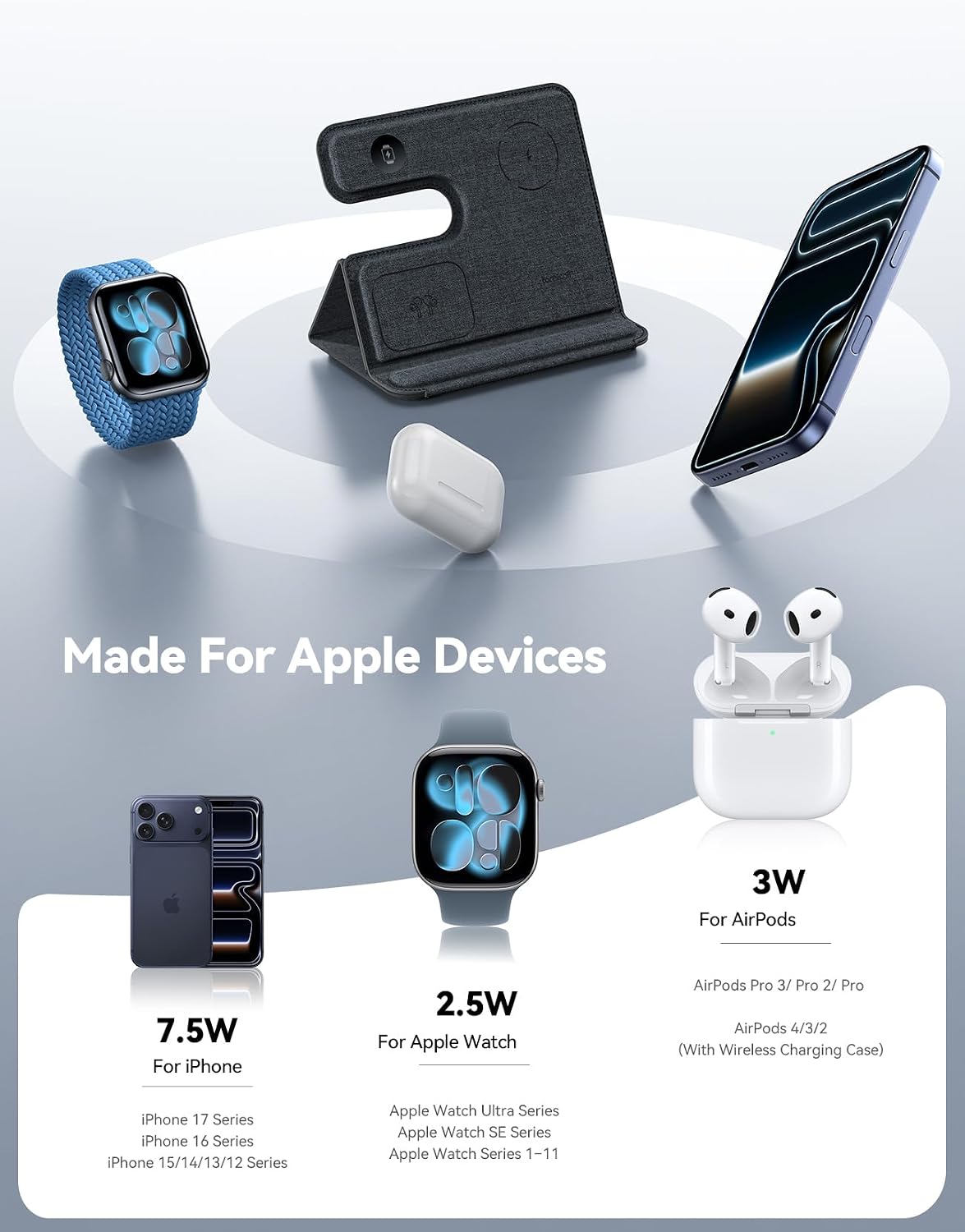 Lamicall Estación de carga 3 en 1 para Apple y Tablet Stand
