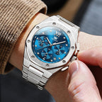 OLEVS Reloj para hombre Big Face Acero inoxidable Impermeable Luminoso Diamante