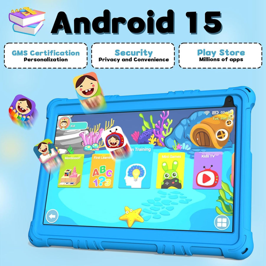 Tablet Android 15 para niños, tableta de 10 pulgadas para niños, 8...
