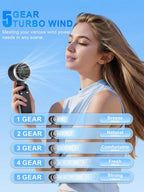 KIMWIND Ventilador turbo portátil de mano, viento de 5 engranajes,...