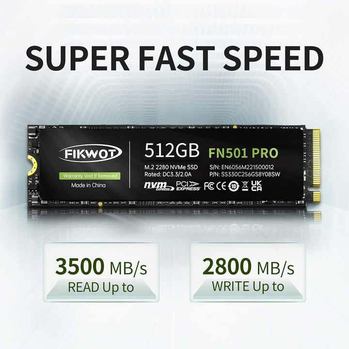 Fikwot FN501 Pro 512GB NVMe SSD - M.2 2280 PCIe Gen3 x4 Unidad inte...
