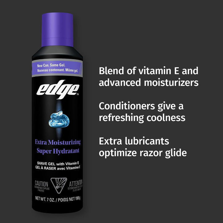 Edge Gel de afeitado para hombres, extra hidratante con vitamina E,...