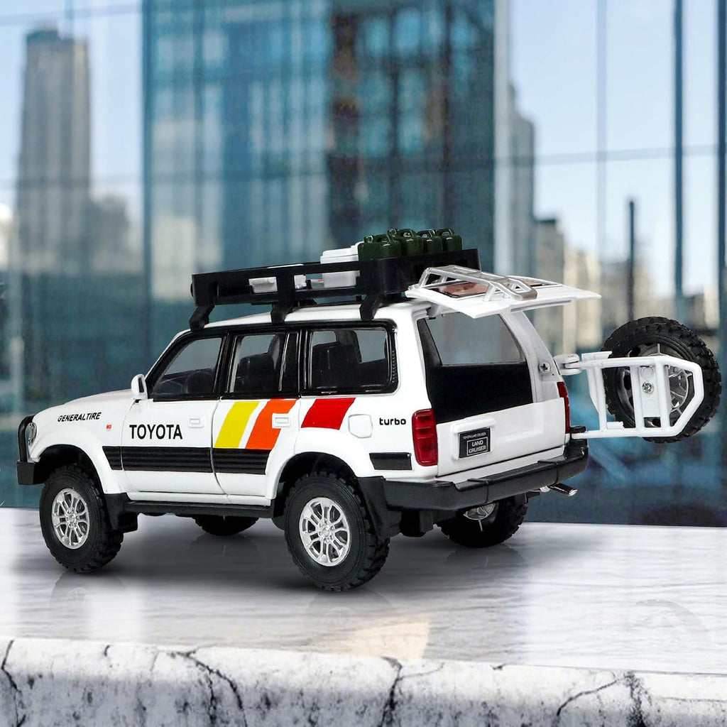 Autos de juguete para niños, autos de fundición a escala 1:24, compatible con Land Cruiser LC80, modelo de automóvil coleccionable, auto de juguete con retroceso con luces y sonidos, autos de