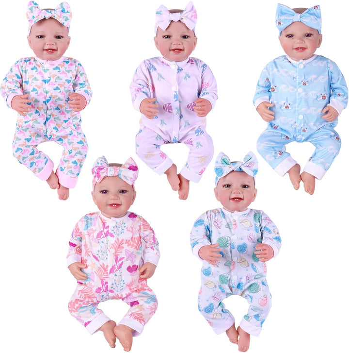 BABESIDE 5 juegos de ropa de muñeca Reborn con diadema de muñeca pa...