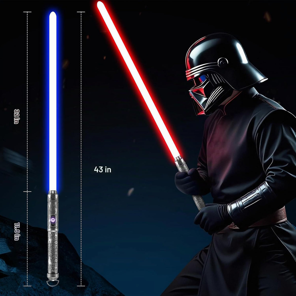 Sable de luz para duelos pesados Pro, movimiento suave, control de movimiento, empuñadura de metal, 16 fuentes de sonido, espada blaster, accesorios para Halloween, cosplay (RGB premium, hoja