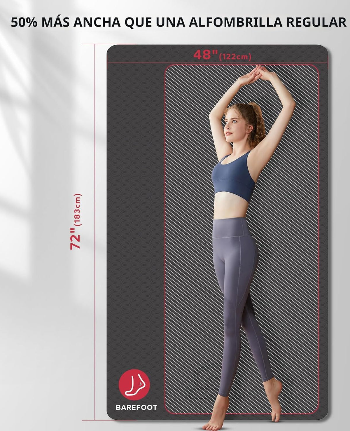HAPBEAR Tapete de yoga extra grande de 2.835 x 1.890 x 0.236 in (1/4 pulgadas), antideslizante, duradero, grueso y ancho para entrenamientos en casa, yoga, pilates, estiramientos y entrenamientos cardiovasculares